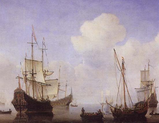 VELDE, Willem van de, the Younger Ships riding quietly at anchor China oil painting art